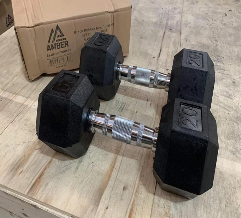 Hex Rubber Encased Dumbbell Weights