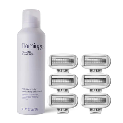 Flamingo Razors + Foaming Shave Gel Set