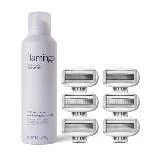 Flamingo Razors + Foaming Shave Gel Set