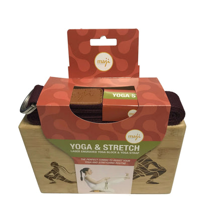 Engraved Bamboo Yoga Block & Strap