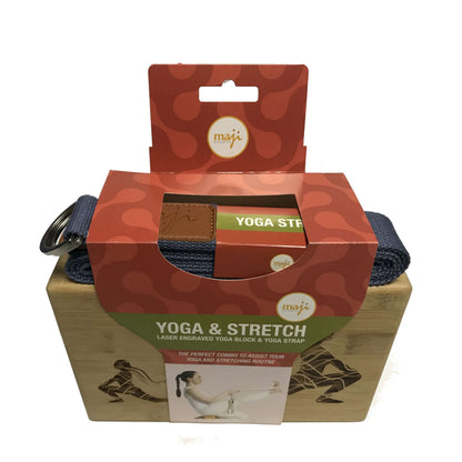 Engraved Bamboo Yoga Block & Strap