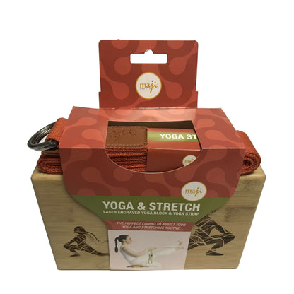 Engraved Bamboo Yoga Block & Strap