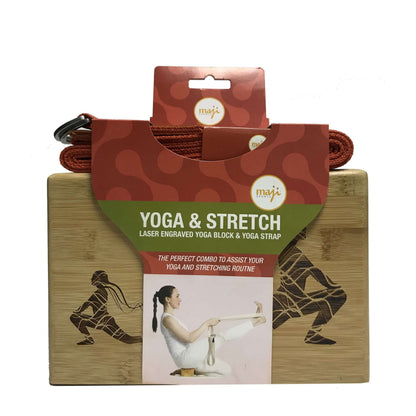 Engraved Bamboo Yoga Block & Strap