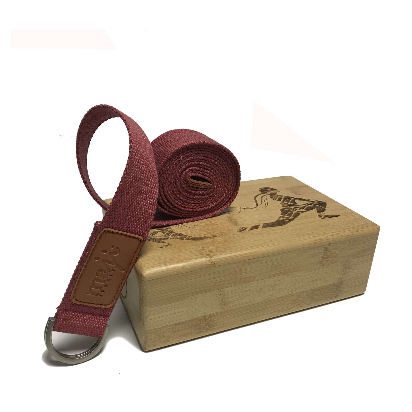 Engraved Bamboo Yoga Block & Strap