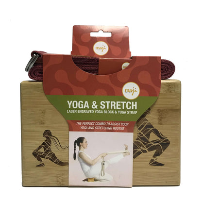 Engraved Bamboo Yoga Block & Strap