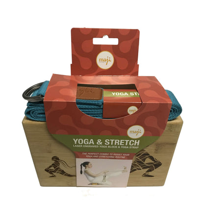 Engraved Bamboo Yoga Block & Strap