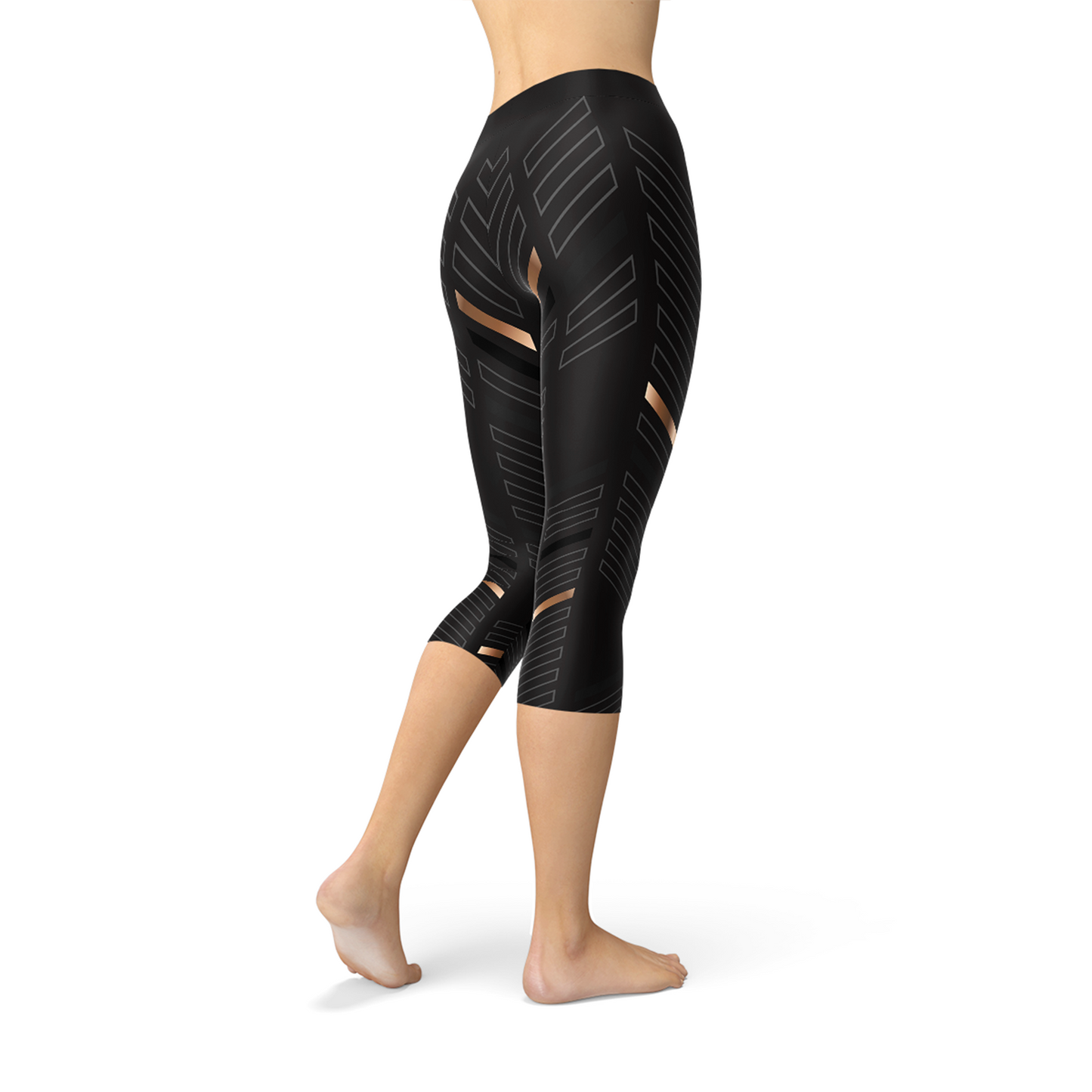 Women's Stripes Black Leggings