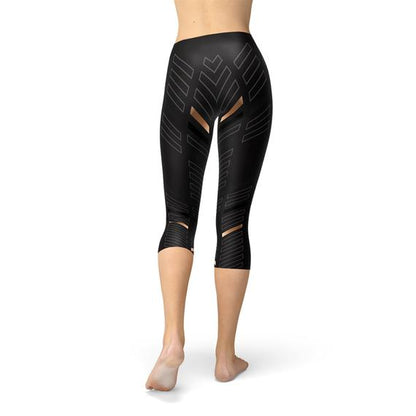 Women's Stripes Black Leggings