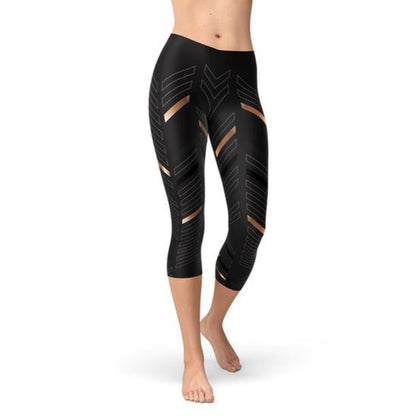 Women's Stripes Black Leggings